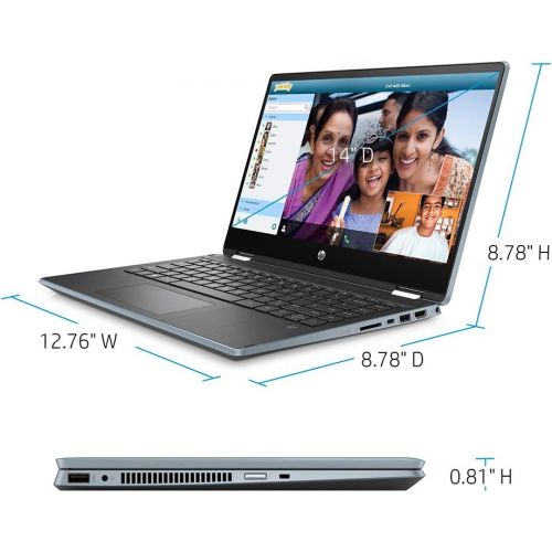 에이치피 2020 HP Pavilion x360 2-in-1 14 FHD Touchscreen Laptop Computer, Intel Core i5-1035G1, 8GB RAM, 256GB PCIe SSD, Intel Graphics, B&O Audio, HD Webcam, Win 10, Blue, 32GB SnowBell US