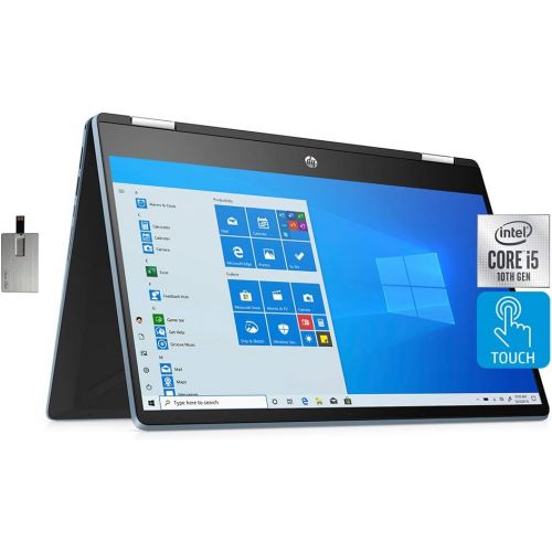 에이치피 2020 HP Pavilion x360 2-in-1 14 FHD Touchscreen Laptop Computer, Intel Core i5-1035G1, 8GB RAM, 256GB PCIe SSD, Intel Graphics, B&O Audio, HD Webcam, Win 10, Blue, 32GB SnowBell US