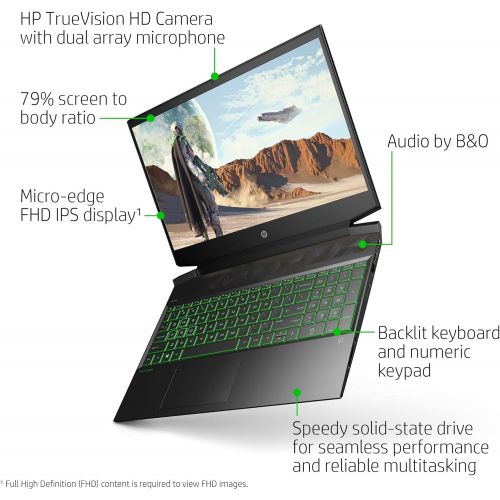 에이치피 HP Pavilion Gaming 15 Laptop, NVIDIA GeForce GTX 1650, AMD Ryzen 5 4600H, 8GB DDR4 RAM, 512 GB PCIe NVMe SSD, 15.6 Full HD, Windows 10 Home, Backlit Keyboard (15-ec1010nr, 2020 Mod