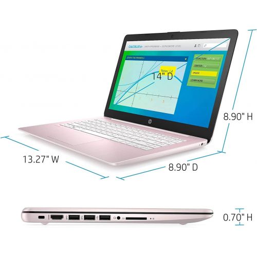 에이치피 2021 HP Stream 14 HD Thin and Light Laptop, Intel Celeron N4000 Processor, 4GB RAM, 64GB eMMC, HDMI, Webcam, WiFi, Bluetooth, 1 Year Office 365, Windows 10 S, Rose Pink, IFT 32GB U