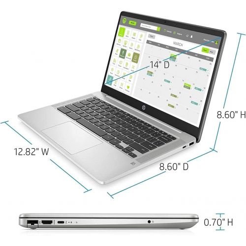 에이치피 2021 HP Chromebook 14 FHD Non-Touchscreen Thin and Light Laptop, Intel Celeron N4000, 4GB DDR4 RAM, 64GB eMMC, Webcam, 802.11ax, Bluetooth 5, Mouse, Sleeve, Chrome OS, Gray