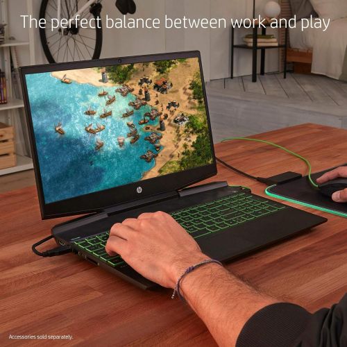 에이치피 HP Pavilion Gaming 15-Inch Micro-Edge Laptop, Intel Core i5-9300H Processor, NVIDIA GeForce GTX 1650 (4 GB), 8 GB SDRAM, 256 GB SSD, Windows 10 Home (Shadow Black/Acid Green)