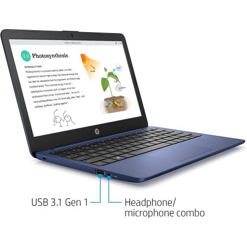 에이치피 HP Stream 11 Laptop 11.6 Diagonal HD SVA Anti-Glare Display Intel Celeron N4000 4GB RAM 32GB eMMC + 128GB SD Card USB-C Microsoft 365 for 1 Year Win10 Blue + HDMI Cable