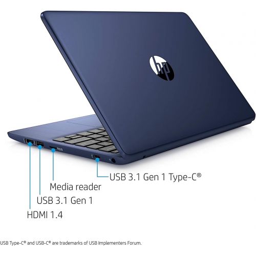 에이치피 HP Stream 11 Laptop 11.6 Diagonal HD SVA Anti-Glare Display Intel Celeron N4000 4GB RAM 32GB eMMC + 128GB SD Card USB-C Microsoft 365 for 1 Year Win10 Blue + HDMI Cable