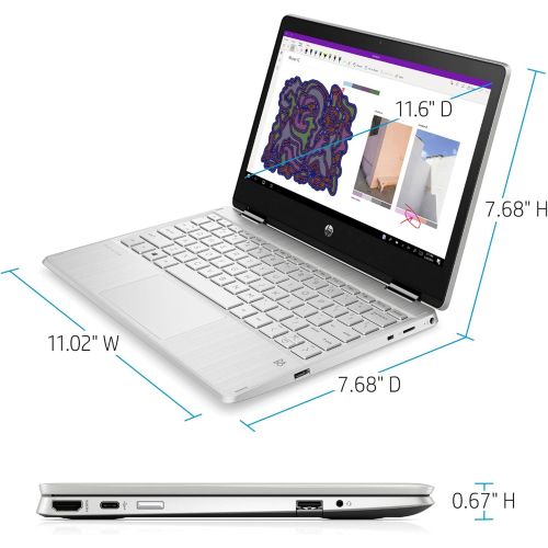 에이치피 HP Pavilion X360 2-IN-1 11.6 HD Touch-Screen WLED-backlit Laptop, Intel Pentium N5000 up to 2.7GHz, 4GB DDR4, 128GB SSD, Bluetooth, Wireless-AC, HDMI, Webcam, USB 3.1-C, Media Card