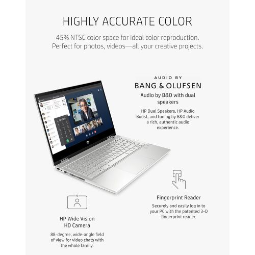 에이치피 HP Pavilion x360 14 Touchscreen Laptop, 11th Gen Intel Core i5-1135G7, 12 GB RAM, 256 GB SSD Storage, 14-inch Full HD IPS Display, Windows 10 Home, Long Battery Life, Work & Study