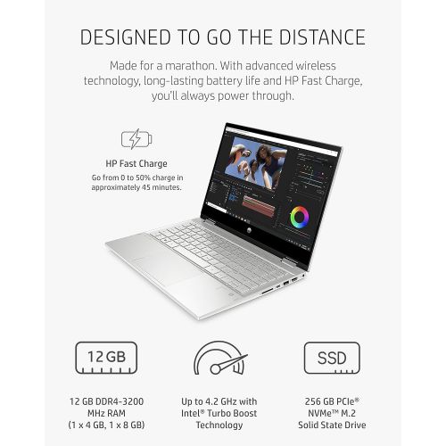 에이치피 HP Pavilion x360 14 Touchscreen Laptop, 11th Gen Intel Core i5-1135G7, 12 GB RAM, 256 GB SSD Storage, 14-inch Full HD IPS Display, Windows 10 Home, Long Battery Life, Work & Study