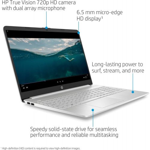 에이치피 2021 Newest HP 15.6 HD Laptop Notebook Computer, Intel 10th Gen Dual-Core i3-1005G1(Up to 3.4GHz), 8GB DDR4 RAM, 256GB PCIe SSD, Webcam, Bluetooth, Wi-Fi, HDMI, Type-C, Windows 10