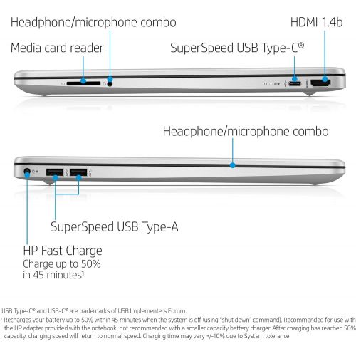 에이치피 2021 HP 15.6 HD LED Laptop PC, Intel Core i3-1005G1 Processor, 8GB RAM, 256GB SSD, Wi-Fi 5, HDMI, Webcam, Bluetooth, Windows 10 S, Natural Silver, W/ IFT Accessories