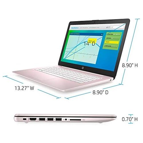 에이치피 2021 HP Stream 14 inch Laptop, Intel Celeron N4020 Processor, 4GB RAM, 64GB eMMC, WiFi, Bluetooth, Webcam, HDMI, Windows 10 S with Office 365 for 1 Year + Fairywren Card (Rose Pink