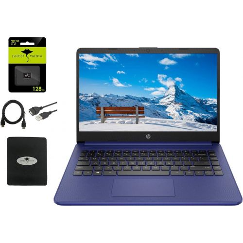 에이치피 HP 2021 14in HD Laptop Thin and Light, Intel Celeron N4020 (Up tp 2.8GHz), 4GB RAM, 64GB eMMC, 1 Year Office 365, Webcam, HDMI, WiFi, Google Classroom or Zoom Compatible,w/128GB SD