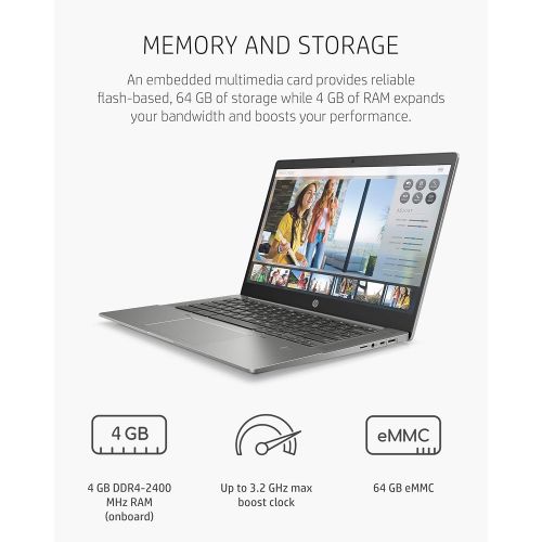 에이치피 HP Chromebook 14b Laptop, AMD Athlon Silver 3050C Mobile Processor, 4 GB RAM, 64 GB eMMC Storage, 14-inch Full HD IPS Touchscreen, Google Chrome OS, Audio by B&O, Privacy Camera (1