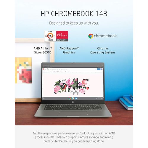 에이치피 HP Chromebook 14b Laptop, AMD Athlon Silver 3050C Mobile Processor, 4 GB RAM, 64 GB eMMC Storage, 14-inch Full HD IPS Touchscreen, Google Chrome OS, Audio by B&O, Privacy Camera (1