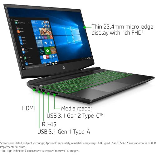 에이치피 HP Pavilion Gaming 15.6-Inch Micro-EDGE Laptop, Intel Core i5-9300H Processor, NVIDIA GeForce GTX 1650 (4 GB), 8 GB SDRAM, 256 GB SSD, Windows 10 Home (15-dk0020nr, Shadow Black/Ac