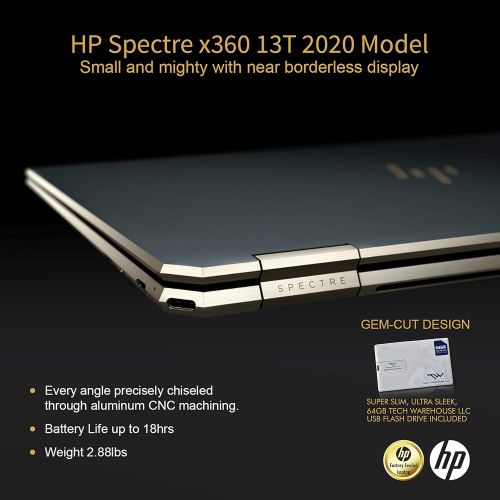 에이치피 HP Spectre x360 GEM Cut 13.3 FHD Touch Laptop, Intel i7-1065G7, 16GB RAM, 512GB SSD, Bang & Olufsen, Fingerprint Reader, HP Stylus, Nightfall Black, Win 10 Pro, 64GB TechWarehouse