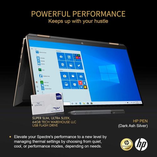 에이치피 HP Spectre x360 GEM Cut 13.3 FHD Touch Laptop, Intel i7-1065G7, 16GB RAM, 512GB SSD, Bang & Olufsen, Fingerprint Reader, HP Stylus, Nightfall Black, Win 10 Pro, 64GB TechWarehouse
