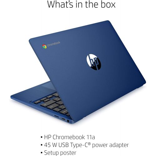 에이치피 2021 Newest HP 11.6 HD Thin&Light Chromebook, MediaTek MT8183 8 Cores Processor, 4GB RAM, 64GB eMMC, Up to 15.45Hrs Batterylife, Webcam, USB-A&C, WiFi 5, Chrome OS, Ghost Manta 128