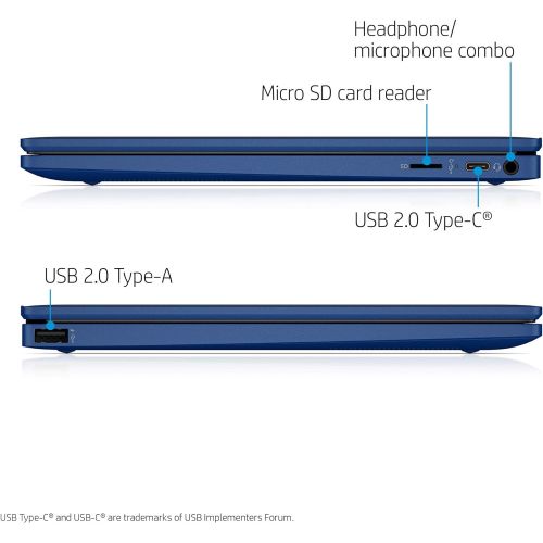 에이치피 2021 Newest HP 11.6 HD Thin&Light Chromebook, MediaTek MT8183 8 Cores Processor, 4GB RAM, 64GB eMMC, Up to 15.45Hrs Batterylife, Webcam, USB-A&C, WiFi 5, Chrome OS, Ghost Manta 128