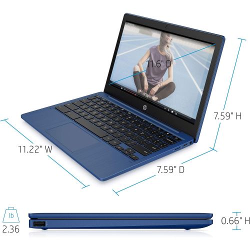 에이치피 2021 Newest HP 11.6 HD Thin&Light Chromebook, MediaTek MT8183 8 Cores Processor, 4GB RAM, 64GB eMMC, Up to 15.45Hrs Batterylife, Webcam, USB-A&C, WiFi 5, Chrome OS, Ghost Manta 128