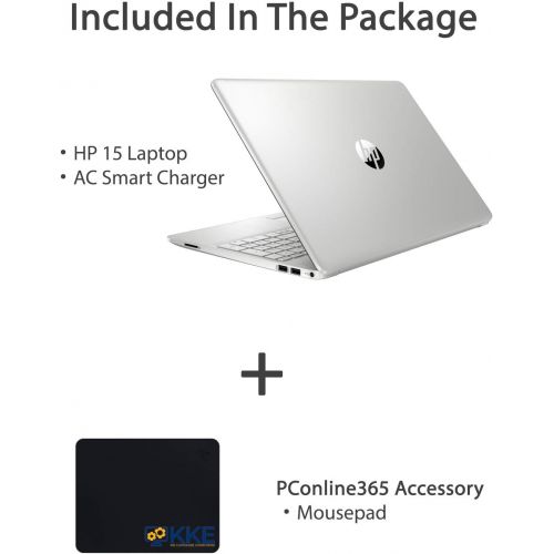 에이치피 2021 Newest HP 15 Budget Laptop Notebook, 15.6 HD BrightView Display, i3-10110U, 12GB DDR4 RAM, 256GB SSD, Webcam, WiFi, Bluetooth, Windows 10, Natural Silver