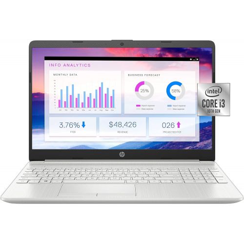 에이치피 2021 Newest HP 15 Budget Laptop Notebook, 15.6 HD BrightView Display, i3-10110U, 12GB DDR4 RAM, 256GB SSD, Webcam, WiFi, Bluetooth, Windows 10, Natural Silver