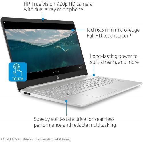 에이치피 HP 15.6 FHD Touchscreen Business Laptop, 11th Gen Intel Core i3-1115G4 Processor, Windows 10 Pro, 8GB RAM, 128GB SSD, HDMI, Wi-Fi 5, Bluetooth, Fingerprint Reader, Silver, 32GB Dur