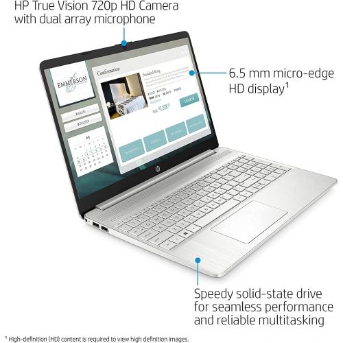 에이치피 2021 HP 15.6 HD Laptop Computer, AMD Athlon Silver N3050U, 4GB RAM, 128GB SSD, HDMI, USB-C, WiFi, Webcam, Windows 10 S with Office 365 for 1 Year, cm. Accessories