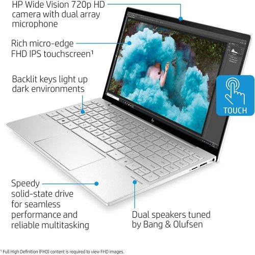 에이치피 HP Envy 13 Laptop, 13.3 FHD 1080p Touchscreen, i7-1165G7 EVO, 8GB DDR4 RAM, 1TB SSD, Webcam with Shutter Switch, Backlit Keyboard, Fingerprint Reader, WiFi 6, Bluetooth 5, Windows