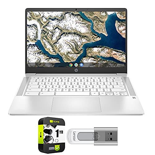 에이치피 HP Chromebook 14-inch HD Laptop Bundle, Intel Celeron N4000, 4GB RAM, 32GB eMMC, Chrome (14a-na0010nr, Mineral Silver) Bundle with Lexar 64GB S50 USB 2.0 Flash Drive + 1-YR CPS Pro