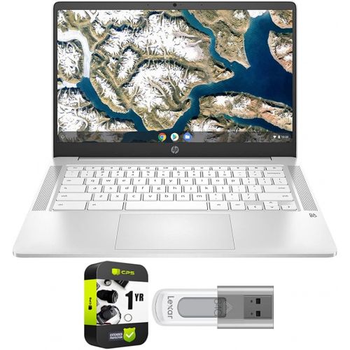 에이치피 HP Chromebook 14-inch HD Laptop Bundle, Intel Celeron N4000, 4GB RAM, 32GB eMMC, Chrome (14a-na0010nr, Mineral Silver) Bundle with Lexar 64GB S50 USB 2.0 Flash Drive + 1-YR CPS Pro