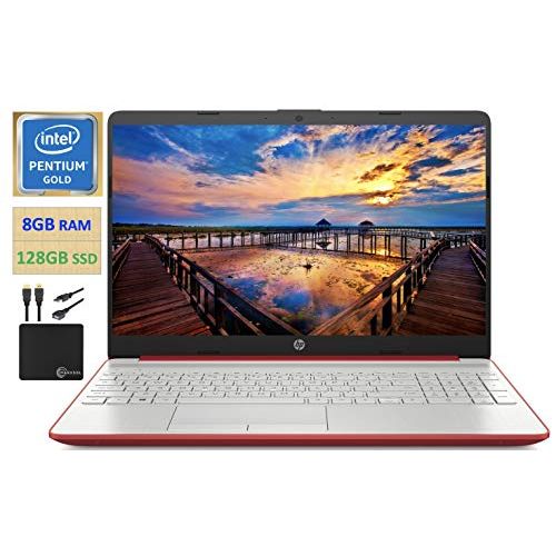 에이치피 2021 Premium HP Laptop Computer, 15.6 HD Display,Intel Pentium Dual-core Gold 6405U 2.4 GHz, 8GB DDR4 RAM, 128GB SSD, HD Webcam, HDMI, Bluetooth, WiFi, Win10 S, 10+ Hours Battery,