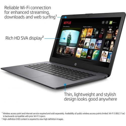 에이치피 2021 Newest HP 14 inch Thin Light HD Laptop Computer, Intel Celeron N4000 up to 2.6 GHz, 4GB DDR4, 64GB eMMC, WiFi , Webcam, 1-Year Office 365, up 11 Hours, Windows 10 S, Black + M