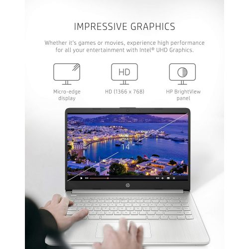 에이치피 HP 14 Laptop, AMD Athlon Gold 3150U, 4 GB RAM, 128 GB SSD Storage, 14-inch HD Display, Windows 10 in S Mode, Long Battery Life, Webcam with Dual Mics, Thin & Light Design (14-fq009