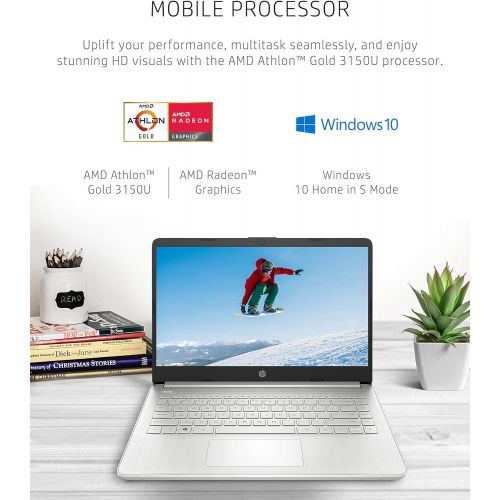 에이치피 HP 14 Laptop, AMD Athlon Gold 3150U, 4 GB RAM, 128 GB SSD Storage, 14-inch HD Display, Windows 10 in S Mode, Long Battery Life, Webcam with Dual Mics, Thin & Light Design (14-fq009