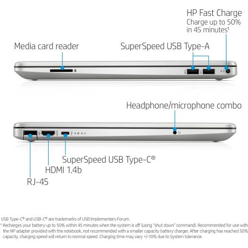 에이치피 HP 15.6, Core i3-1010, 4GB SDRAM, 128GB SSD, Natural Silver, Windows 10, 15-DW1024