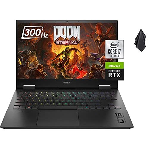 에이치피 2021 Newest HP OMEN 15 Gaming Laptop, 15.6 300Hz FHD IPS 100% sRGB Display, GeForce RTX 3070, Intel Core i7-10750H, 32GB RAM, 1TB PCIe SSD, RGB Backlit KB, HDMI, Mini DP, Windows 1