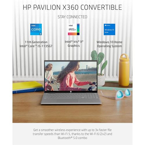 에이치피 HP Pavilion x360 15.6 inch 2-in-1 Laptop PC, 11th Gen Intel Core i5-1135G7, 12 GB RAM, 256 GB SSD Storage, Full HD IPS Micro-Edge Display, Windows 10 Home, HD Webcam, Audio by B&O