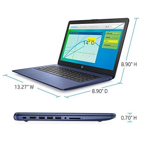 에이치피 2021 Newest HP Stream 14 HD Light-Weight Laptop, Intel Celeron N4000(Up to 2.6GHz), 4GB RAM, 64GB Storage, 1 Year Office 365, Up to 11 Hours, HDMI, w/Ghost Manta 128GB Micro SD Car