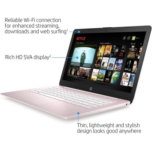 에이치피 2021 Newest HP 14 inch HD Laptop Computer, Intel Celeron N4000 up to 2.6 GHz, 4GB DDR4, 64GB eMMC Storage, WiFi , Webcam, HDMI, Bluetooth, 1 Year Microsoft 365,Windows 10 S, Rose P