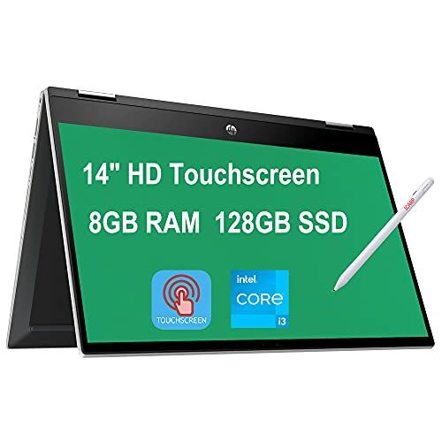 에이치피 Flagship HP Pavilion X360 2-in-1 14 Laptop Computer 14 HD Anti-Glare Touchscreen 11th Gen Intel Core i3-1115G4 (Beats i5-8210Y) 8GB RAM 128GB SSD USB-C HDMI B&O Audio Win10 Silver