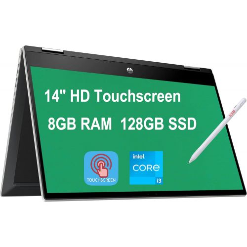 에이치피 Flagship HP Pavilion X360 2-in-1 14 Laptop Computer 14 HD Anti-Glare Touchscreen 11th Gen Intel Core i3-1115G4 (Beats i5-8210Y) 8GB RAM 128GB SSD USB-C HDMI B&O Audio Win10 Silver