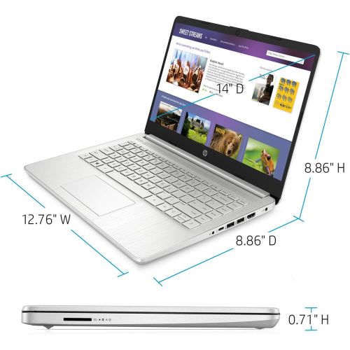 에이치피 HP Premium Laptop (2021 Latest Model), 14 HD Touchscreen, AMD Athlon Processor, 8GB RAM, 192GB SSD, Long Battery Life, Online Conferencing, Natural Silver, Win 10 with 1 Year of Mi