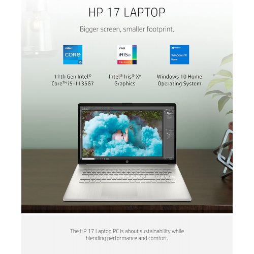 에이치피 HP 17 Laptop, 11th Gen Intel Core i5-1135G7, 8 GB RAM, 256 GB SSD Storage, 17.3-inch HD+ Display, Windows 10 Home, Anti-Glare Screen, Long Battery Life, Web-cam & Dual Mics (17-cn0