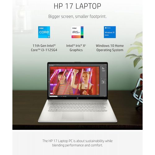 에이치피 HP 17 Laptop PC, 11th Gen Intel Core i3-1125G4, 8 GB RAM, 256 GB SSD Storage, 17.3-inch HD+ Touchscreen, Windows 10 Home, Long Battery Life, HD Web-cam & Dual Microphones (17-cn001