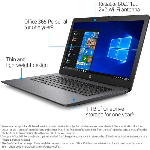 에이치피 HP Stream 14-Inch Touchscreen Laptop, AMD Dual-Core A4-9120E Processor, 4 GB SDRAM, 64 GB eMMC, Windows 10 Home in S Mode with Office 365 Personal for One Year (14-ds0100nr, Brilli