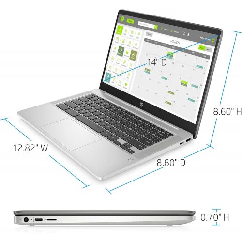 에이치피 HP Chromebook 14-inch HD Laptop, Intel Celeron N4000, 4 GB RAM, 32 GB eMMC, Chrome (14a-na0010nr, Mineral Silver)