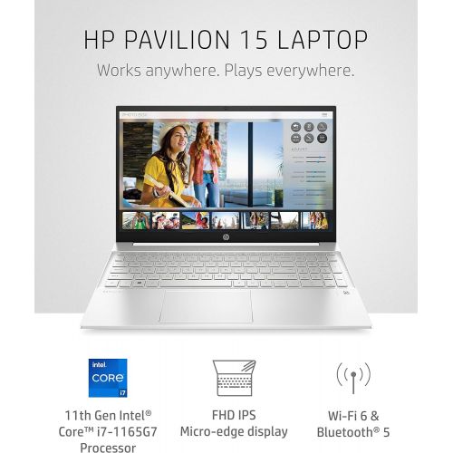 에이치피 HP Pavilion 15 Laptop, 11th Gen Intel Core i7-1165G7 Processor, 16 GB RAM, 512 GB SSD Storage, Full HD IPS micro-edge Display, Windows 10 Pro, Compact Design, Long Battery Life (15