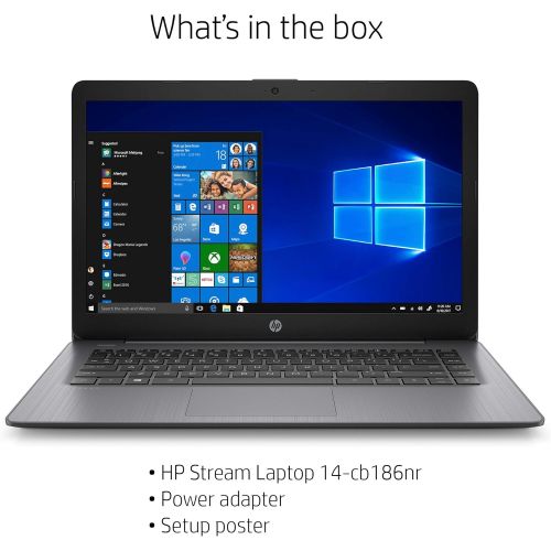 에이치피 HP Stream 14-inch Laptop, Intel Celeron N4000, 4 GB RAM, 64 GB eMMC, Windows 10 Home in S Mode with Office 365 Personal for 1 Year (14-cb186nr, Brilliant Black) (9MV74UA#ABA)