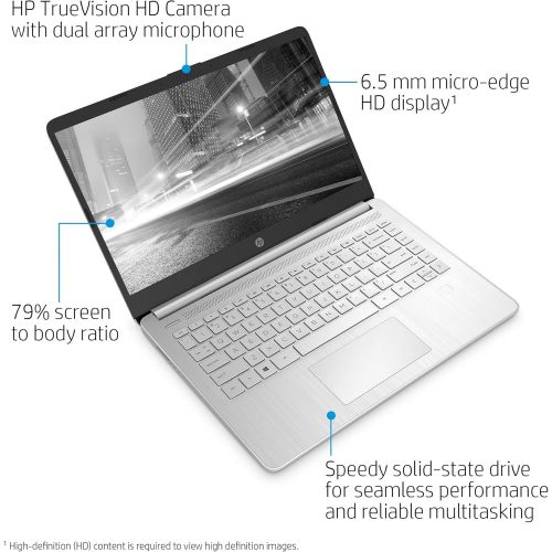 에이치피 Newest HP 14 HD Laptop, Intel Core i5-1035G1, Intel UHD Graphics, 8GB SDRAM, 256GB SSD, Natural Silver, Windows 10