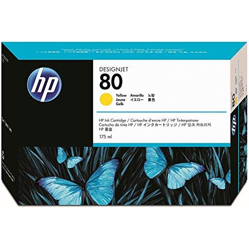 에이치피 HP 80 Yellow 175-ml Genuine Ink Cartridge (C4873A) for DesignJet 1000 Series Large Format Printers